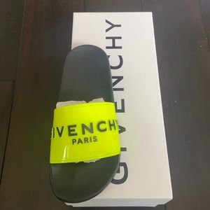 neon yellow givenchy rubber slides-women